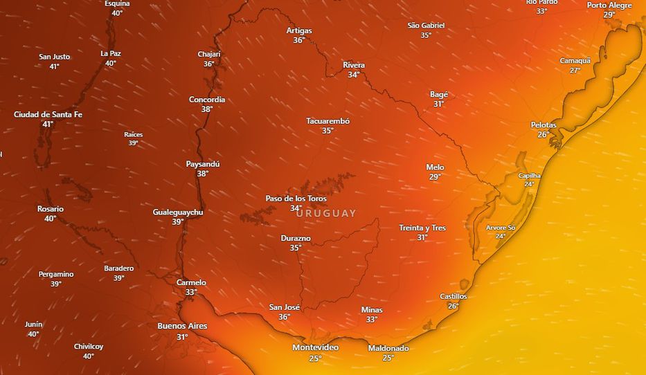 Proyección del modelo GFS para el miércoles a las 15:00 horas