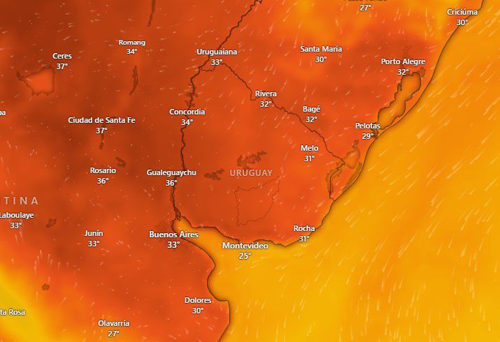 Previsión del modelo ECMWF para las 11:00 del jueves