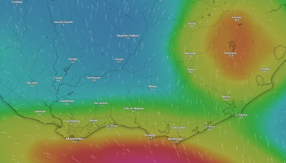Proyección GFS para las 18:00 horas del miércoles