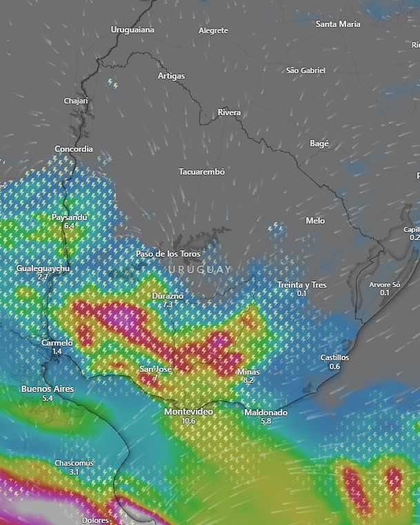 Proyeccion ECMWF para las 17:00 horas del miércoles