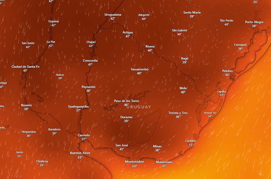 Proyección GFS para el miércoles a las 14:00 horas