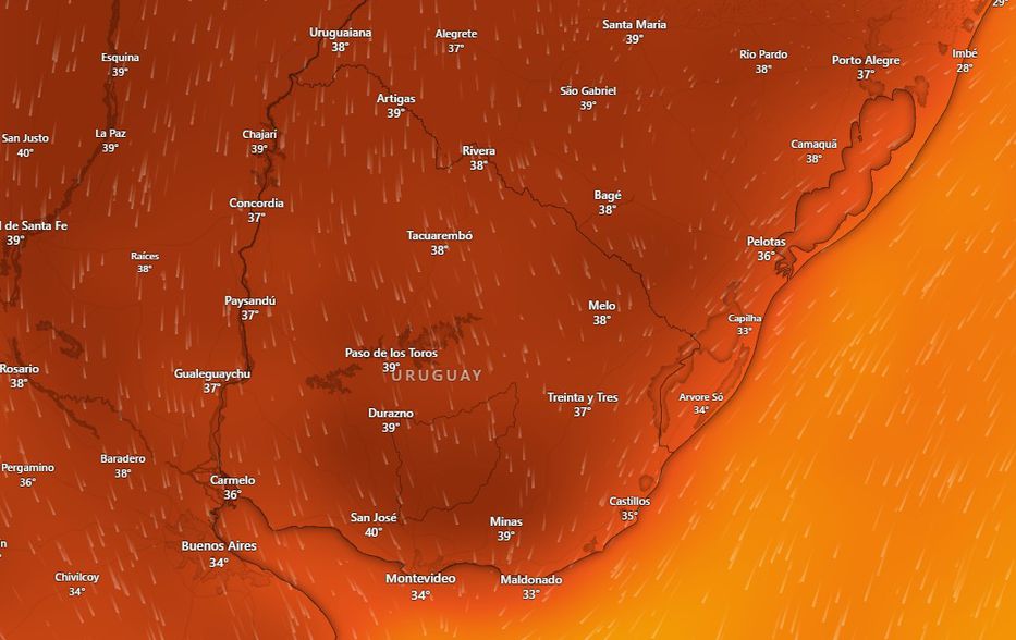 Proyección GFS para el viernes a las 13:00 horas