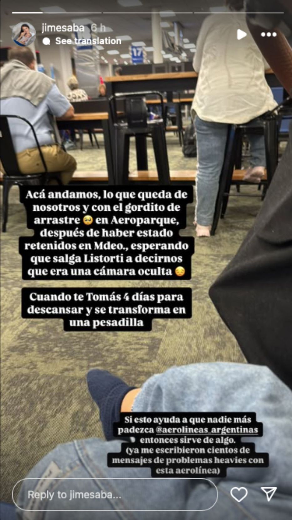 Foto: Historias de Instagram/ @jimeasaba