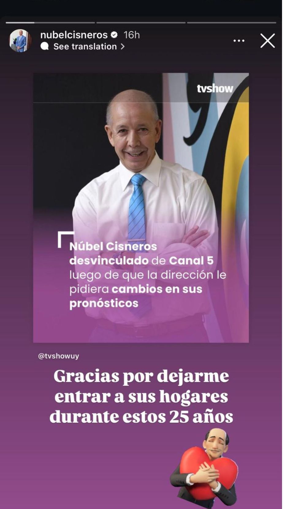 Foto: Historias de Instagram/ @nubelcisneros