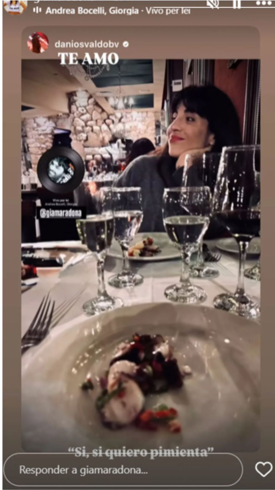 Foto: Historias de Instagram/ @giamaradona