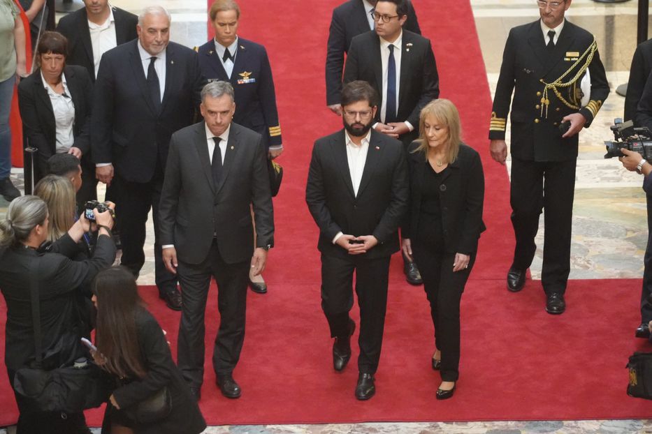 Boric con Orsi y Cosse. Foto: FocoUy
