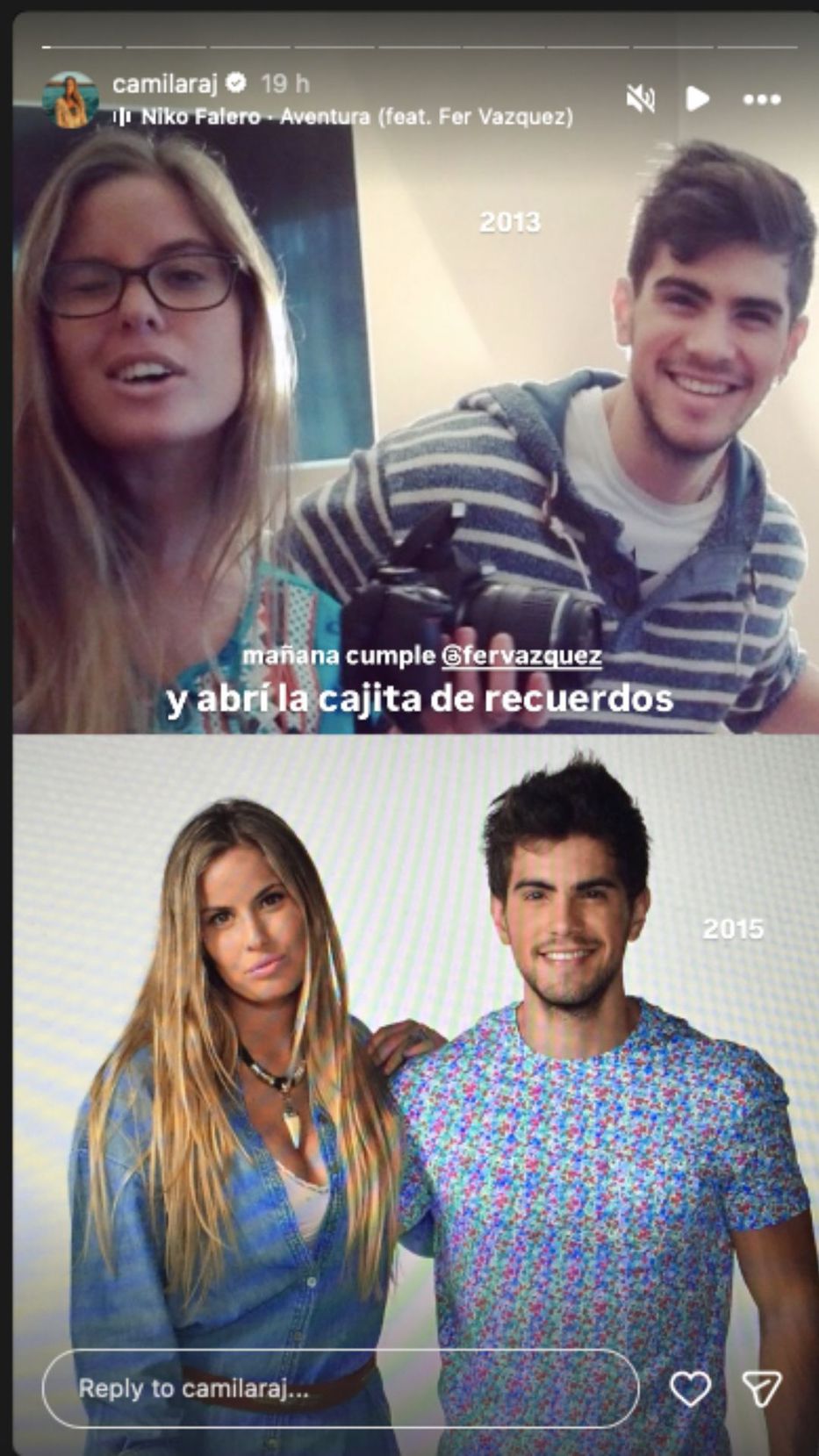 Foto: Historias de Instagram/ @camilaraj