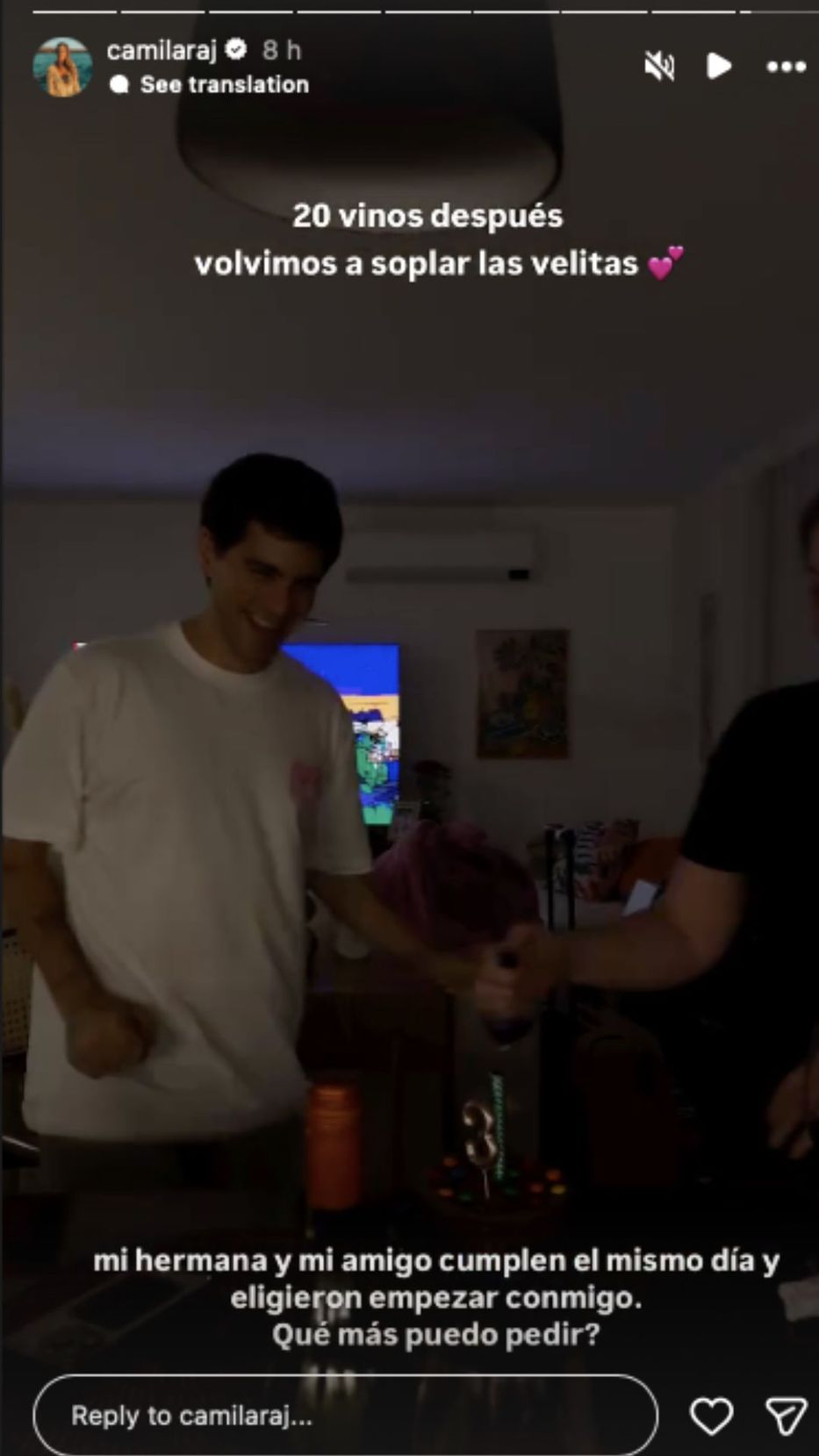 Foto: Historias de Instagram/ @camilaraj