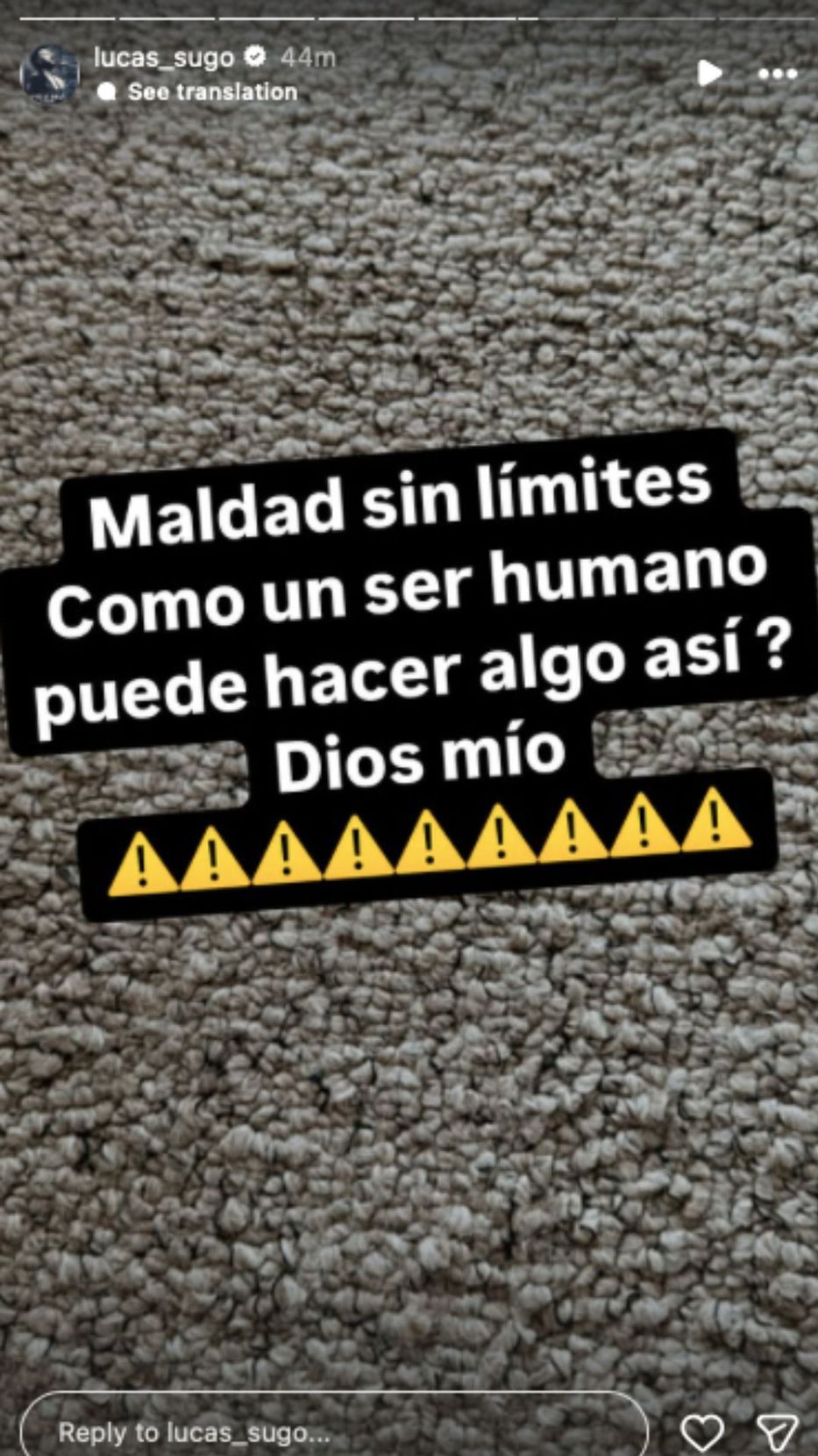 Foto: Historias de Instagram/ @lucas_sugo