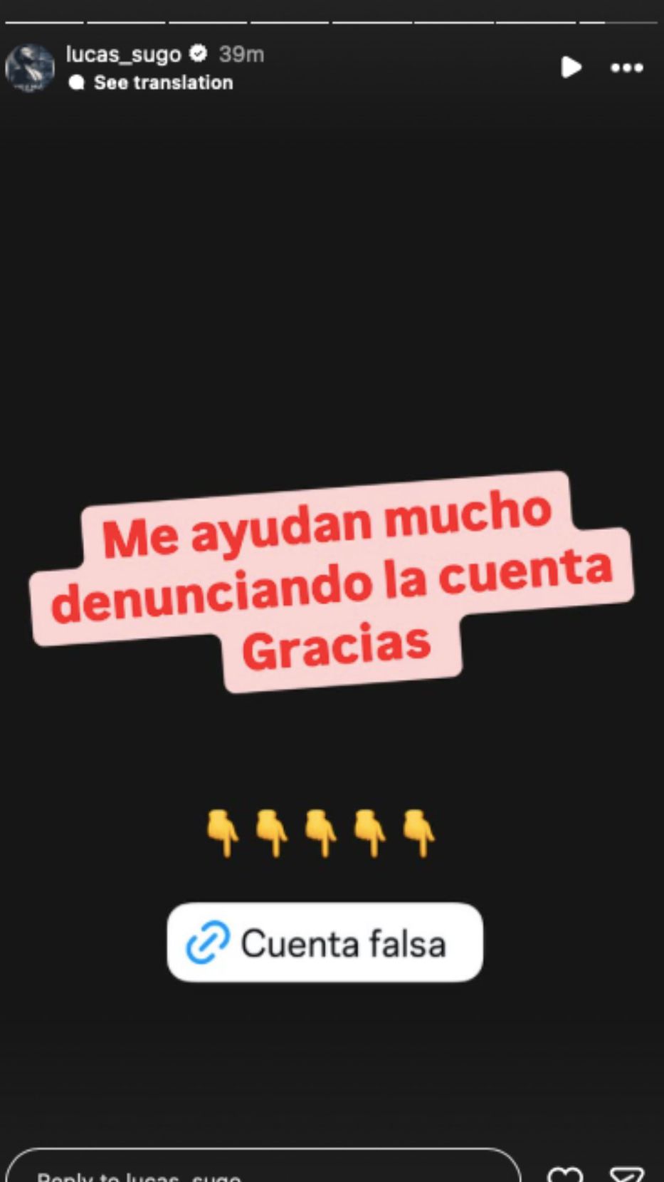 Foto: Historias de Instagram/ @lucas_sugo