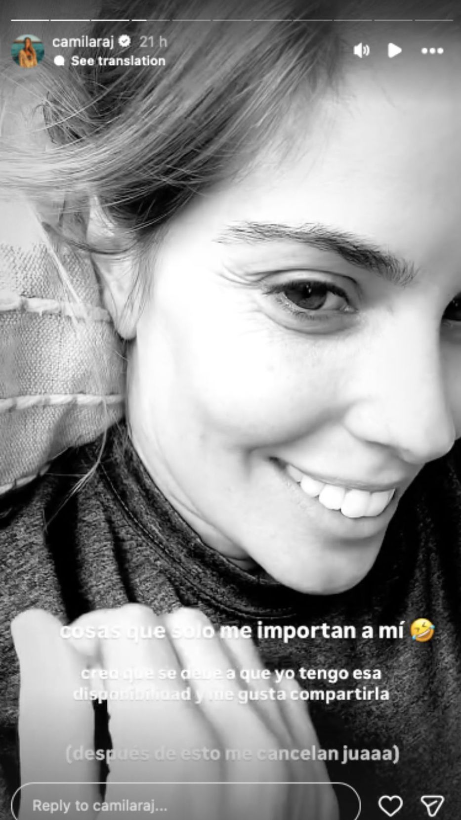 Foto: Historias de Instagram/ @camilaraj