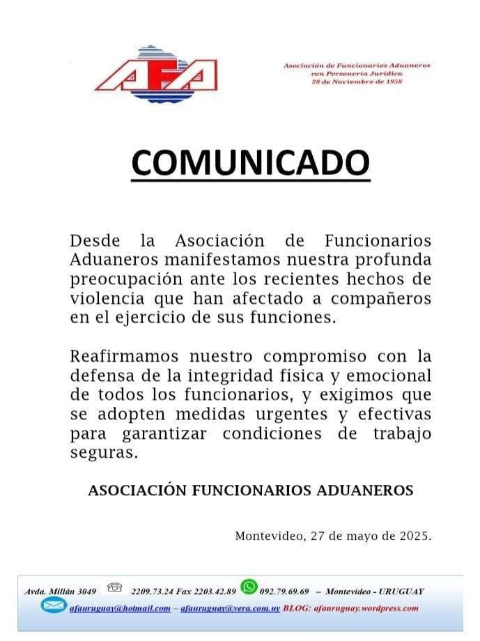 Comunicado Asociación Funcionarios Aduaneros
