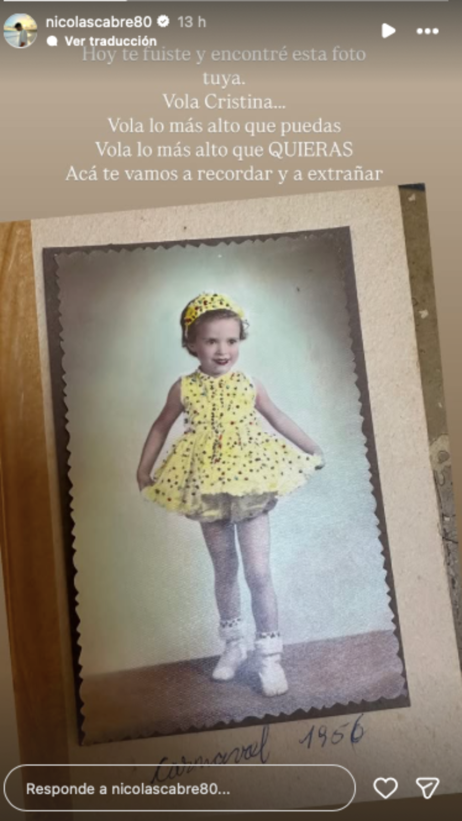 Foto: Historias de Instagram/ @nicolascabre80