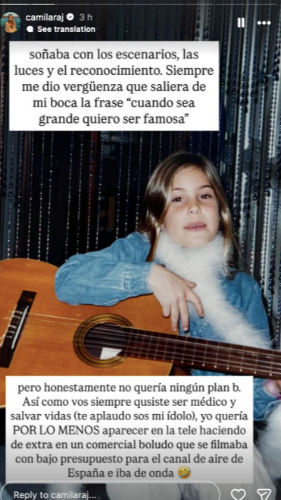 Foto: Historias de Instagram/ @camilaraj