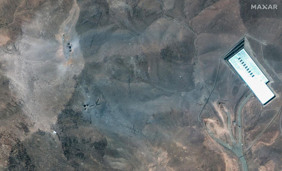 Fordo después del ataque. Foto: EFE / EPA / Satellite Image 2025 Maxar Technologies