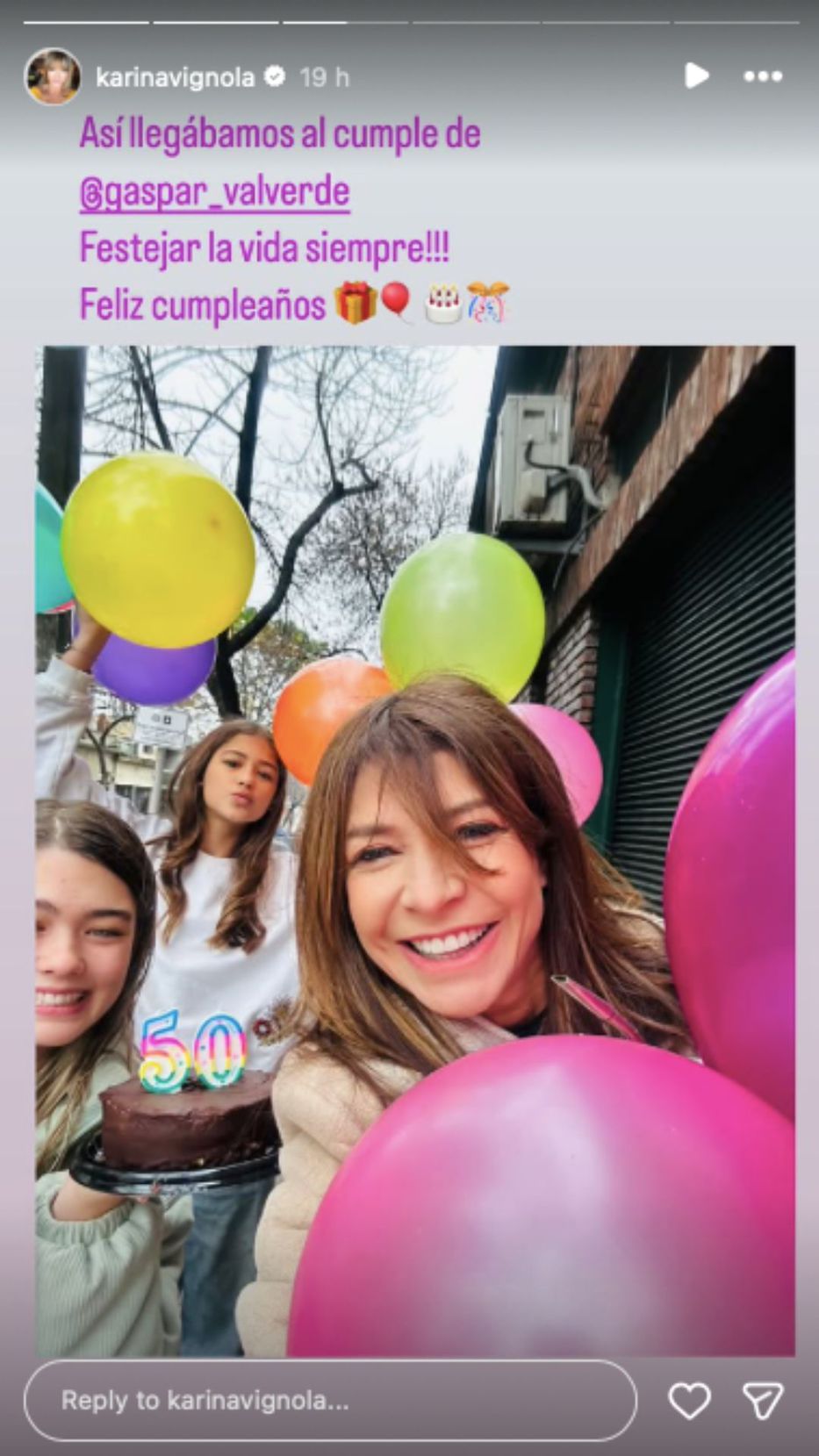 Foto: Historias de Instagram/ @karinavignola