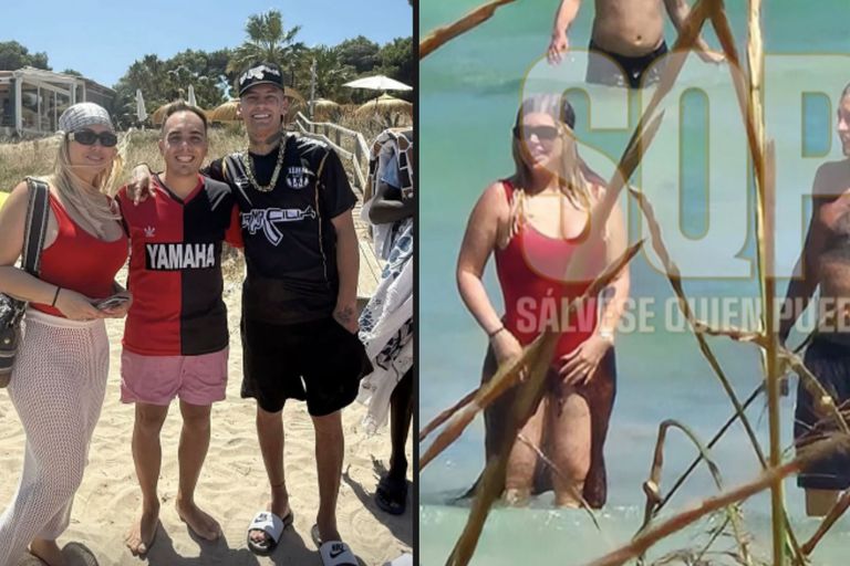 Se filtraron imágenes al natural de Wanda Nara y L-Gante juntos en las playas de Mallorca