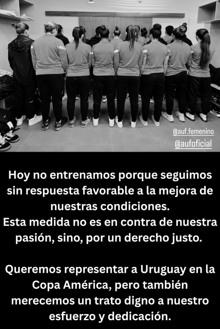 Comunicados de las futbolistas en Instagram.