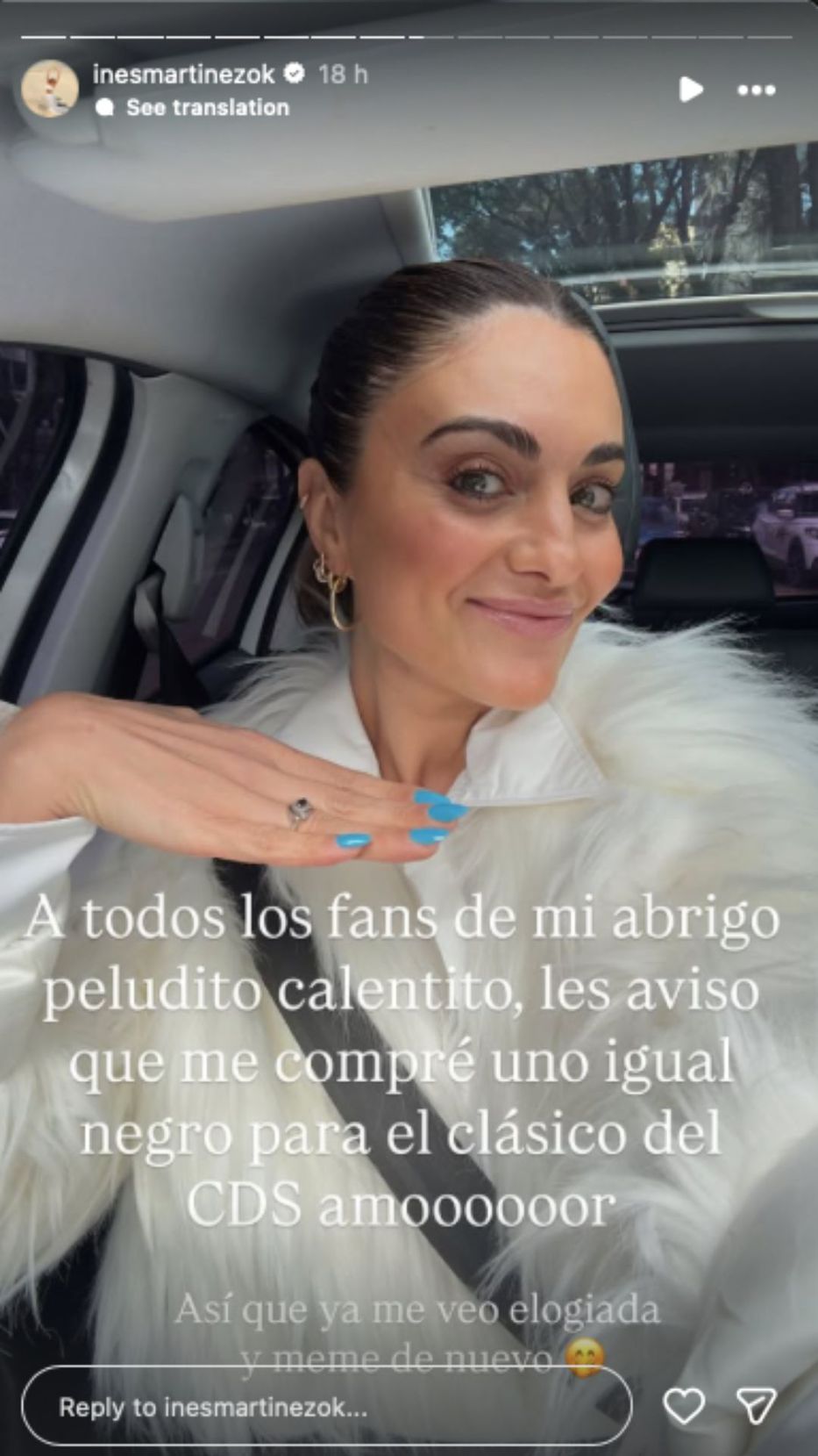 Foto: Historias de Instagram/ @inesmartinezok