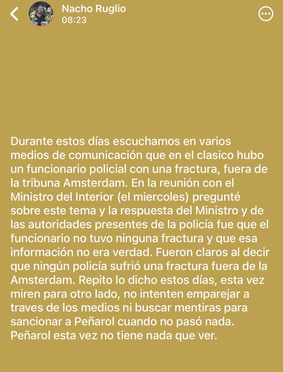 Foto: Estado de WhatsApp de Ignacio Ruglio