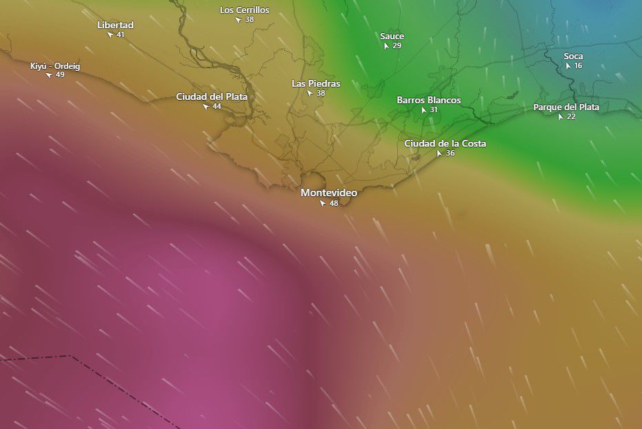 Proyección de vientos ICON para las 11:00 del domingo