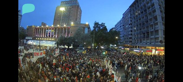 Marcha pro-Palestina en la Intendencia de Montevideo. Foto: captura de pantalla de Antel TV.