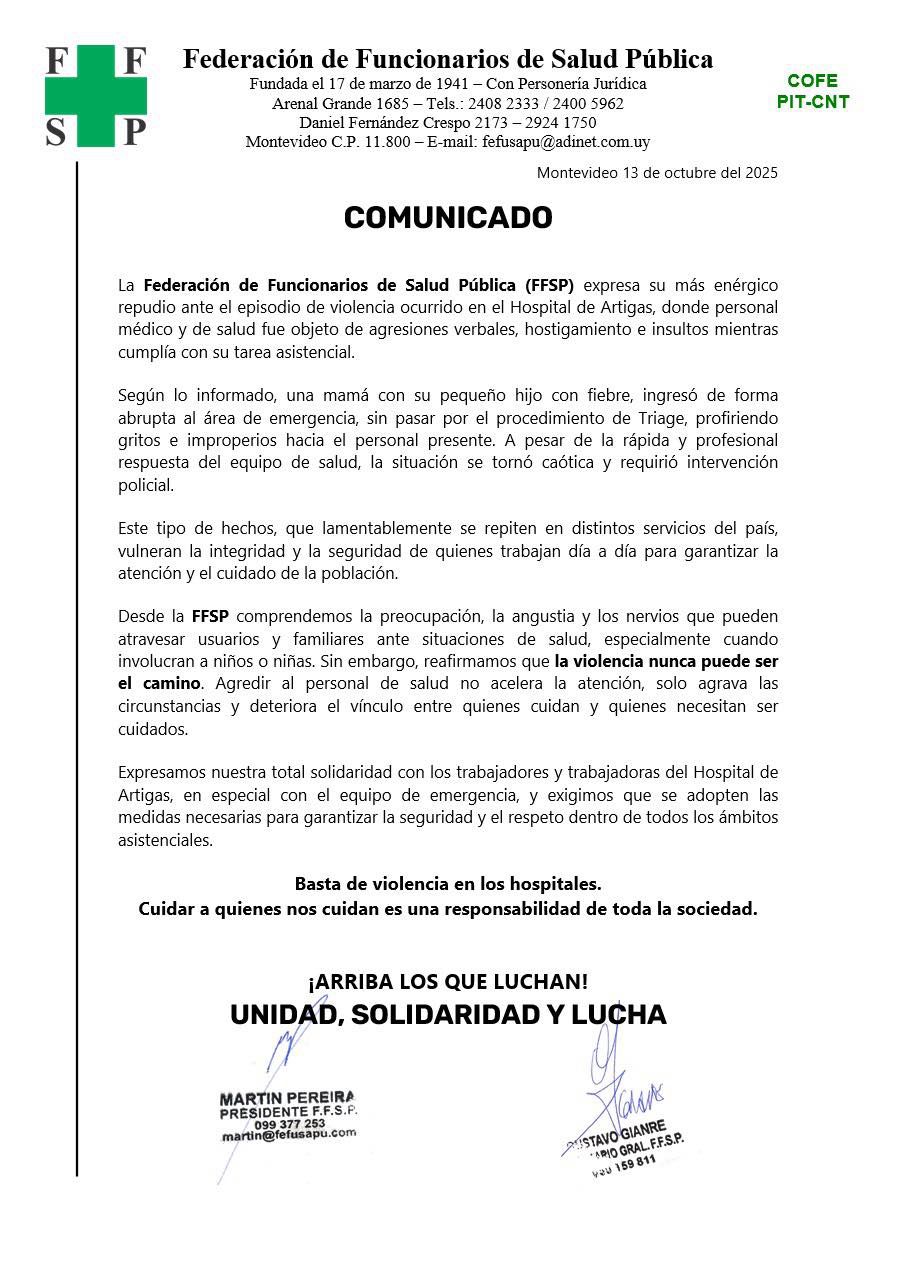 Comunicado de la FFSP