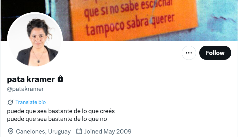 Perfil de Patricia Kramer en X.