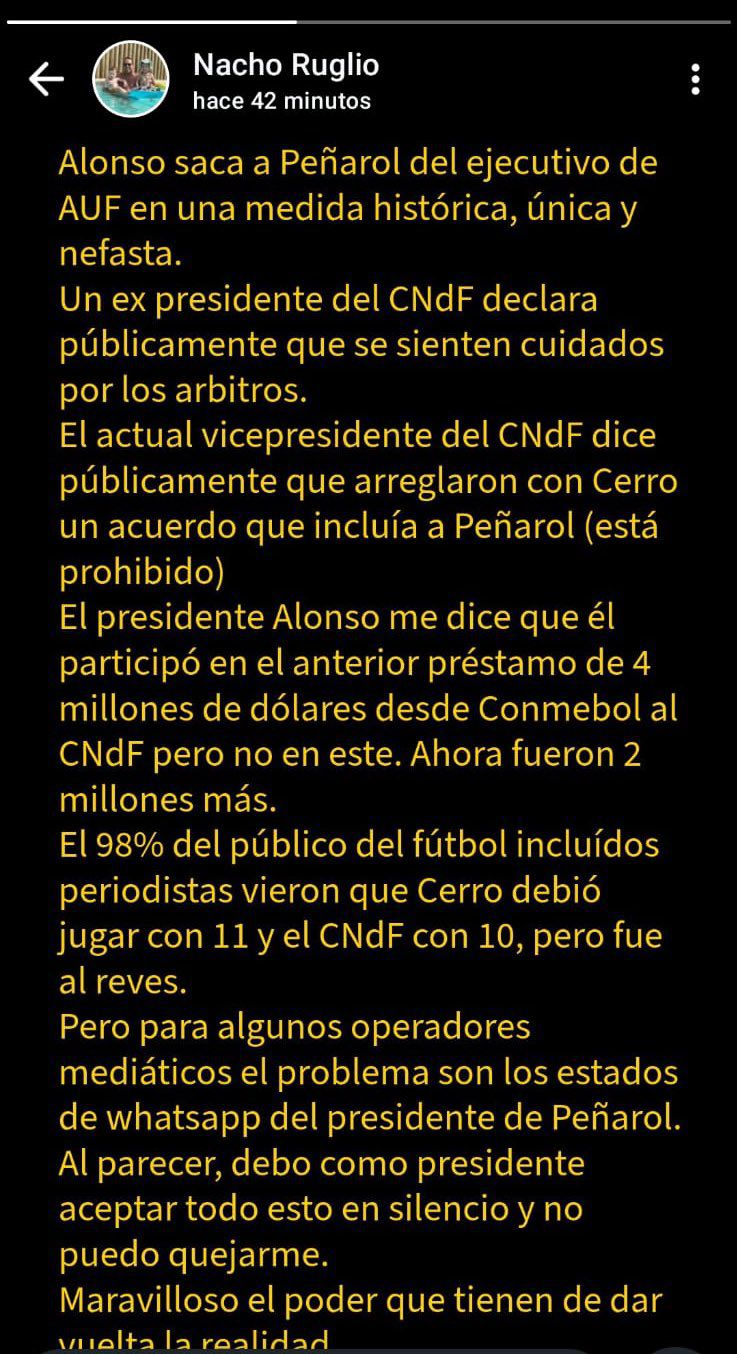 Foto: Estados de WhatsApp de Ignacio Ruglio