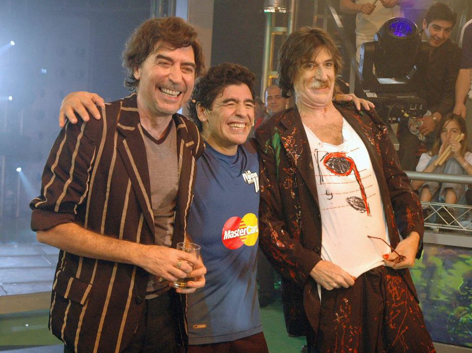 Joaquín Sabina, Diego Maradona y Charly García en 