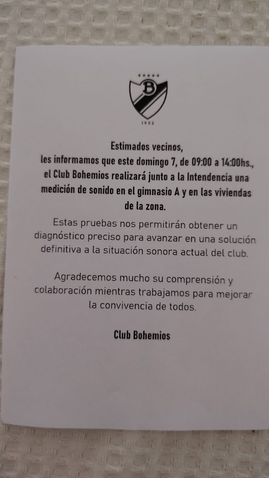 Foto: comunicado Bohemios