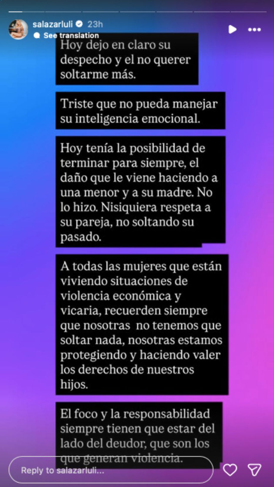 Foto: Historias de Instagram/ @salazarluli