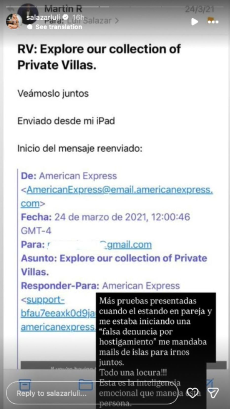 Foto: Historias de Instagram/ @salazarluli