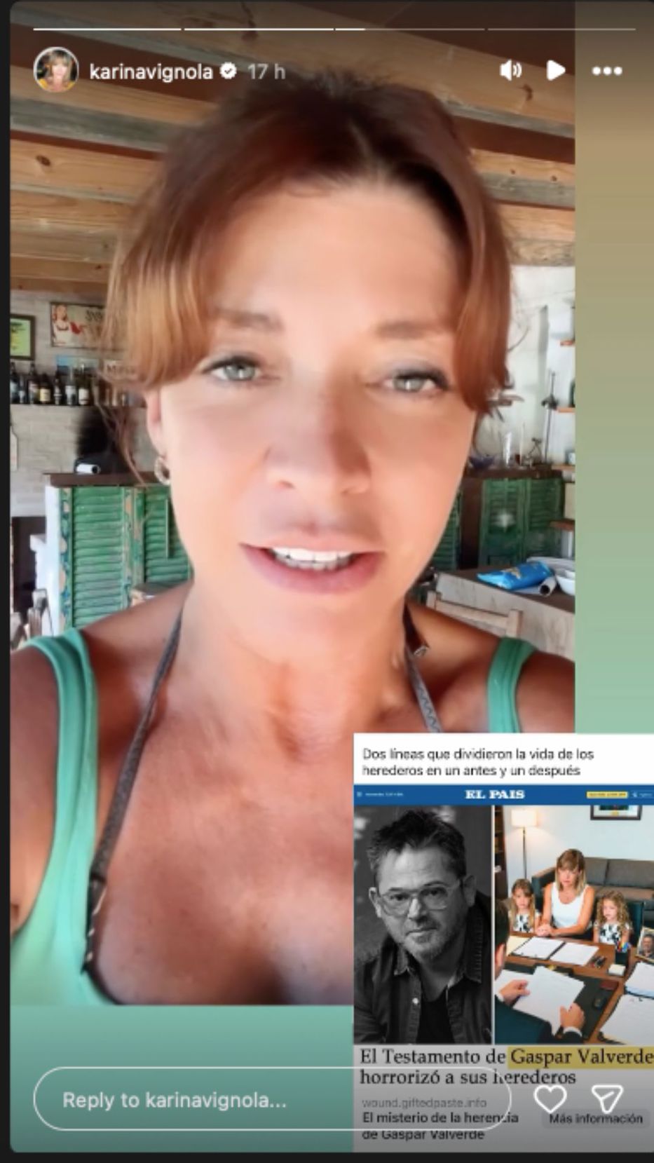 Foto: Historias de Instagram/ @karinavignola