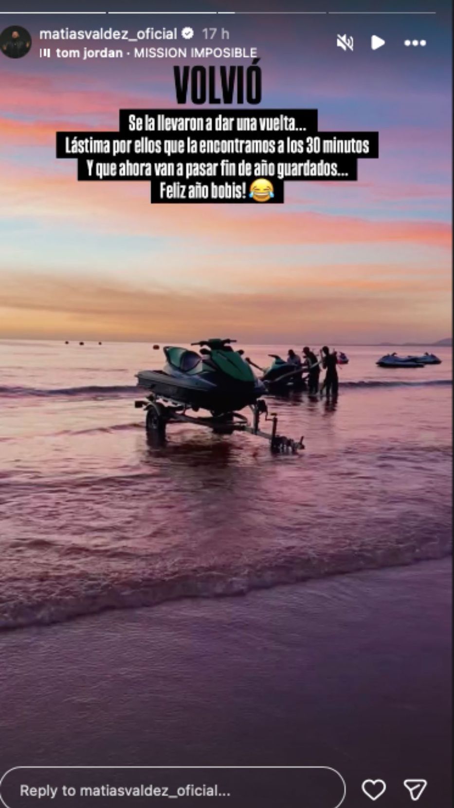 Foto: Historias de Instagram/ @matiasvaldez_oficial