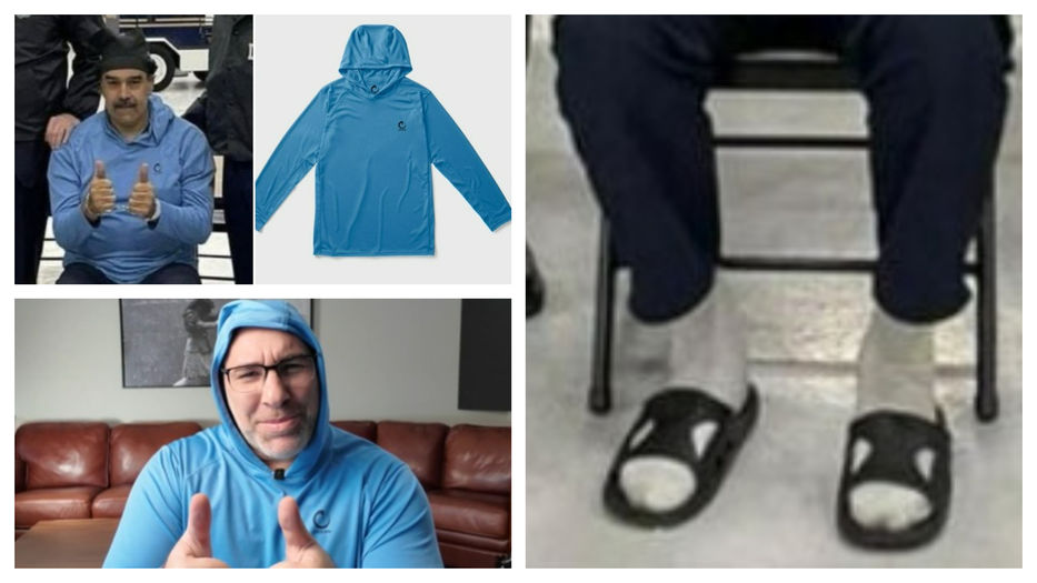 Chancletas con medias y un canguro en preventa: las particularidades del atuendo de Maduro