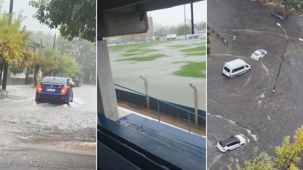 Calles y estadios bajo agua: las imágenes del temporal que azotó el país el fin de semana
