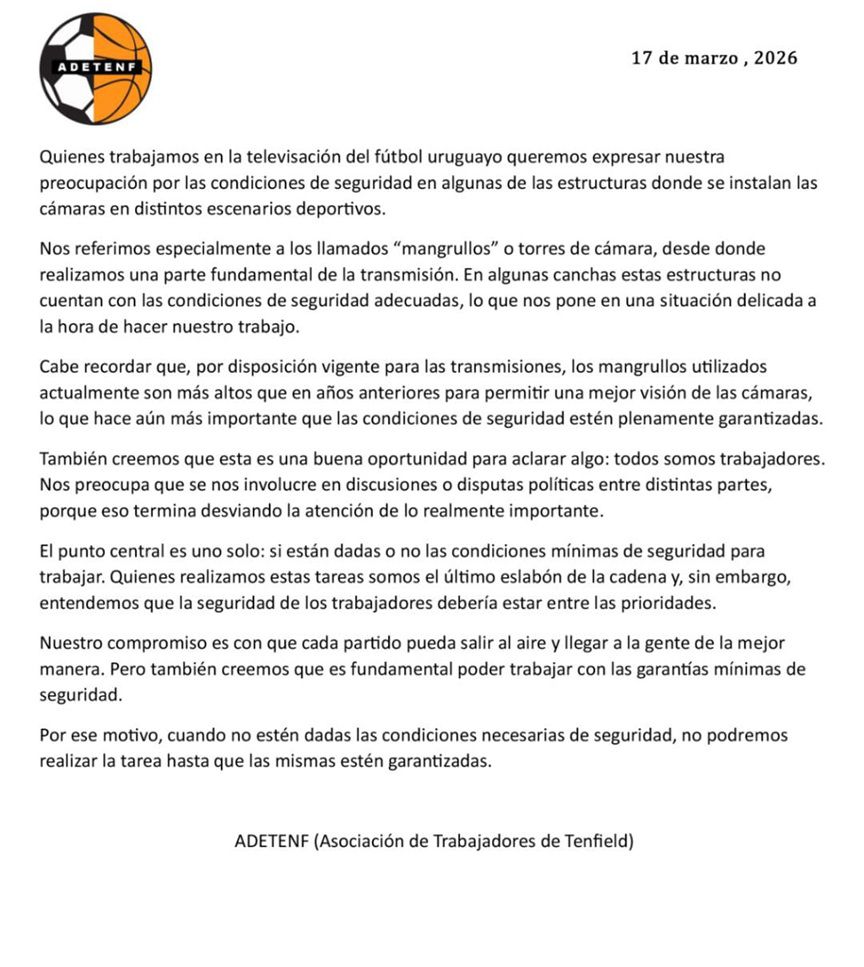 Comunicado de la Asociación de Trabajadores de Tenfield