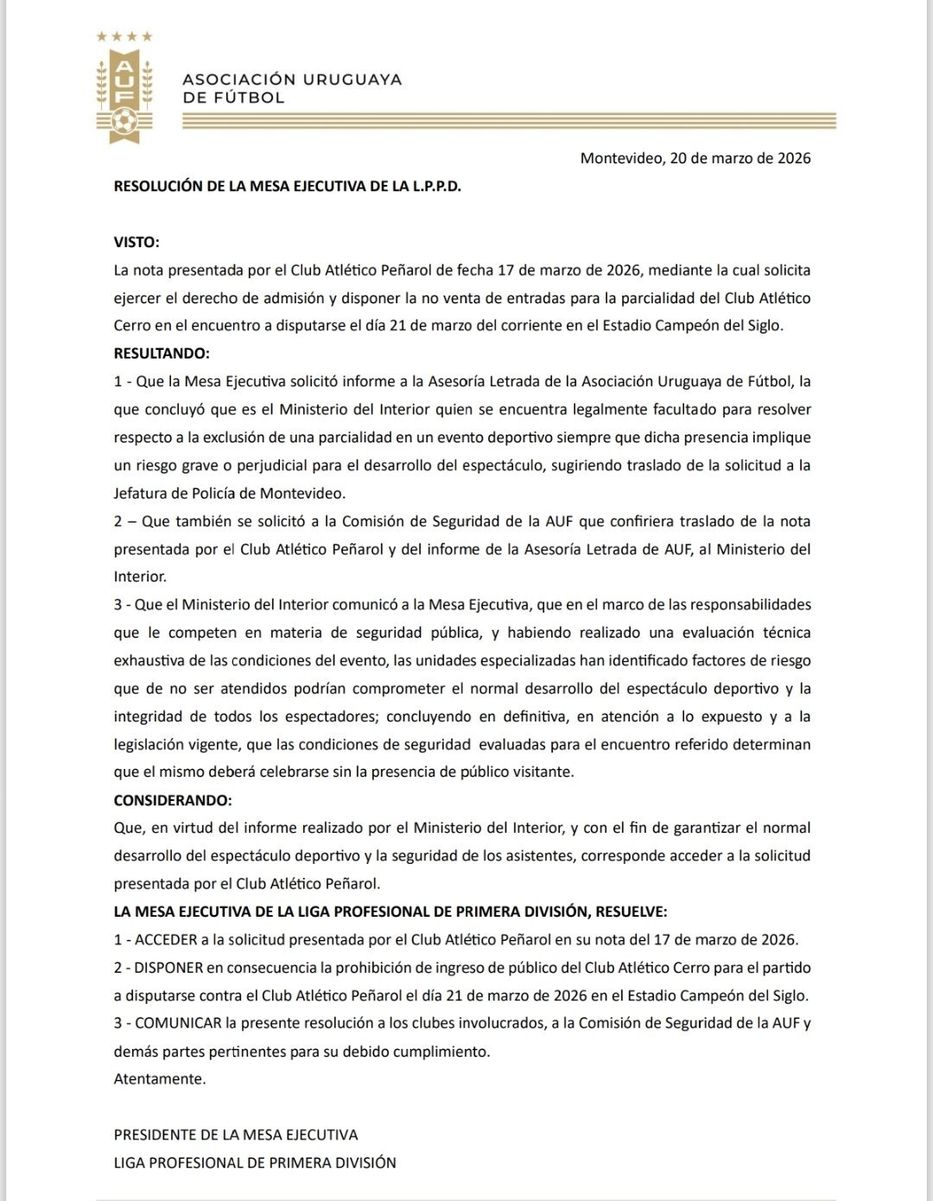 Comunicado Ministerio