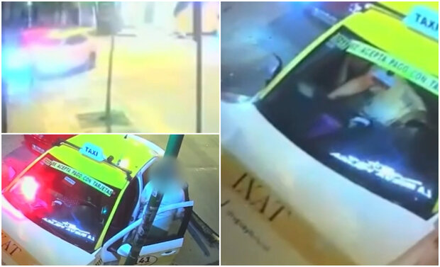 Taxista cruzó en luz roja, iba sin cinto y causó brutal que impacto que quedó filmado
