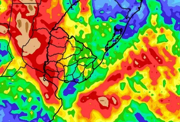 Proyección según modelo ECMWF para el día 19. MetSul