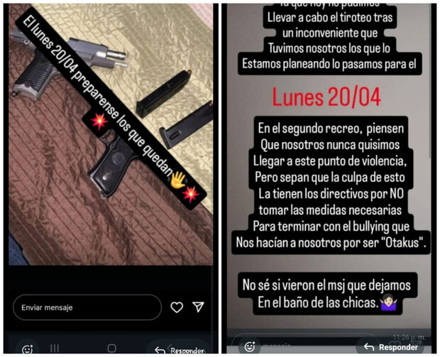 “En el segundo recreo”: nueva amenaza de tiroteo a liceo con fotos de armas y mensajes