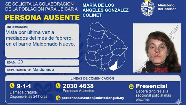 La Policía busca a una mujer desaparecida desde mediados de febrero en Maldonado