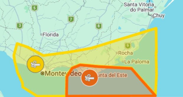 Viento sostenido y fuerte marejada: doble alerta de Inumet en el sur y el sureste