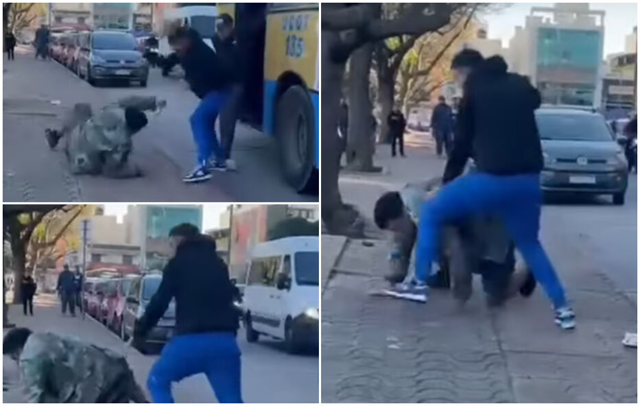 “¡Dale palo, dale!”: dos hombres bajaron a otro de un ómnibus a las patadas y piñazos