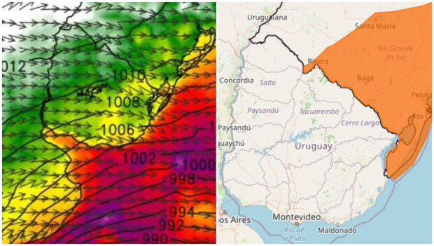 “Se va a concentrar en Uruguay” y “peligro”: avisos brasileños sobre “ciclón bomba”