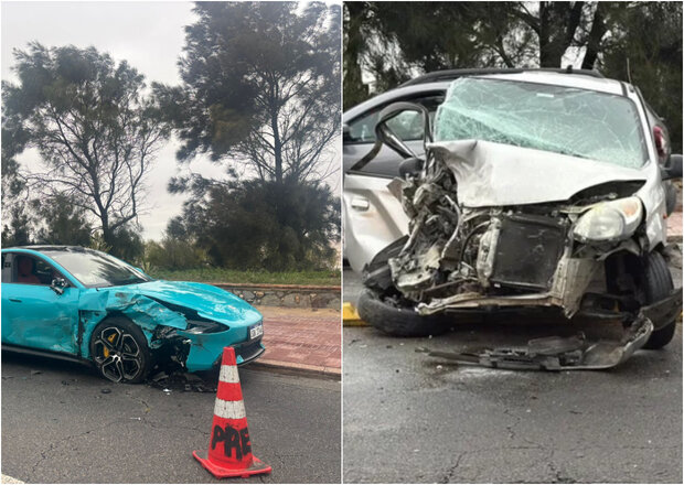 Cambio de senda y brutal impacto: los detalles del choque del único auto Xiaomi en Uruguay