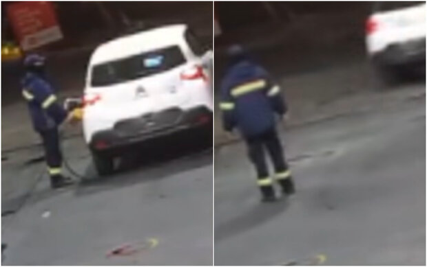 Conductor llenó el tanque, no pagó y quedó grabado: así se fugó de la estación de servicio