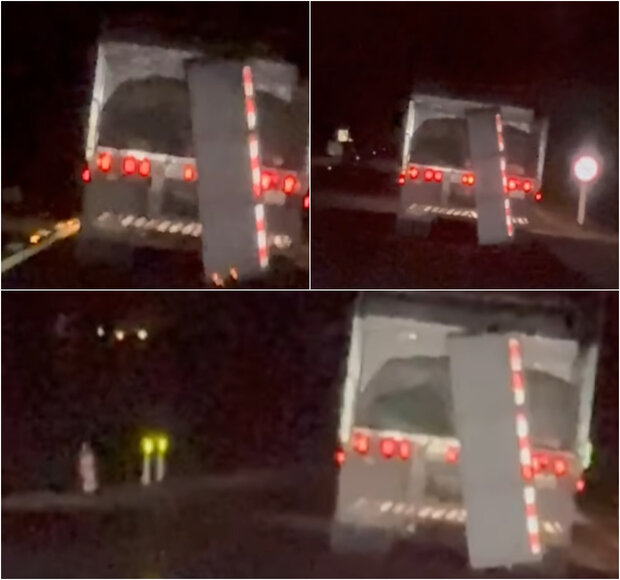 Filmaron a camión que circuló diez kilómetros con portón trasero abierto y la carga suelta