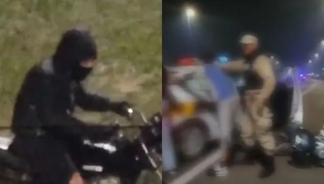 Las manos contra el patrullero